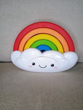 Smiling Cloud Rainbow Stacker Toy - White & Multicolor